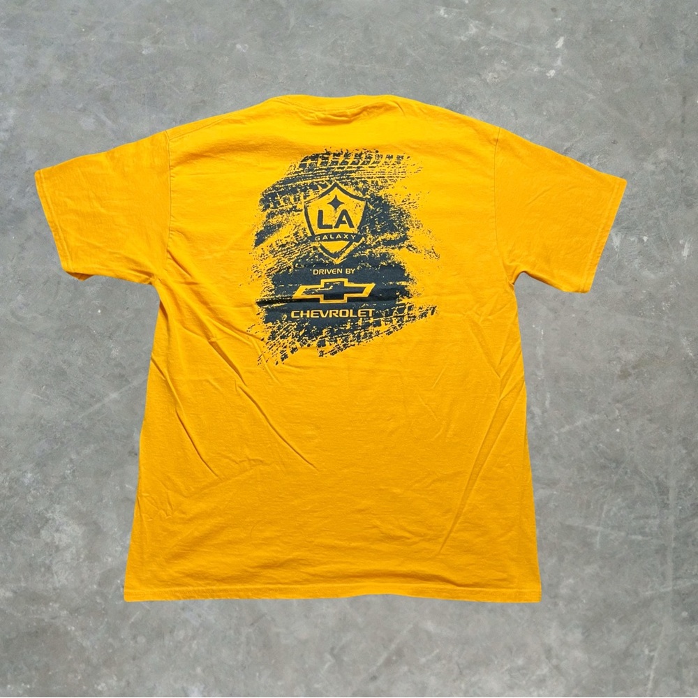 ☀️ LA Galaxy Chevrolet MLS Soccer Graphic Tee Mens Size Large Yellow